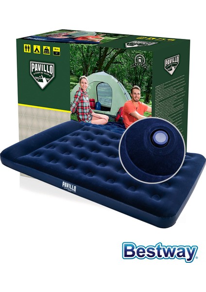Pavillo Kadife Yüzeyli Çift Kişilik Şişme Yatak 191x137x28 cm – Yetişkinlere Özel Dahili Ayak Pompalı