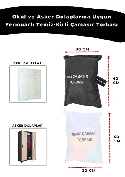 Fermuarlı Renkli Çamaşır Torbası 2'li Set – Temiz ve Kirli Çamaşır Saklama, Ev ve Askeri Kullanıma Uygun