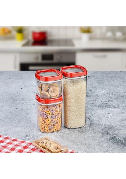 Bonny Erzak Saklama Kabı 3lü Set 1,8lt - 1lt - 600ML Kırmızı fiyatları