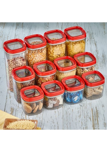 Bonny Erzak Saklama Kabı 3lü Set 1,8lt - 1lt - 600ML Kırmızı indirimleri