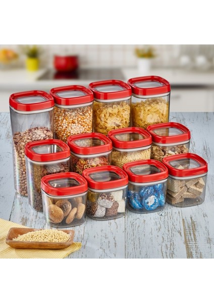 Bonny Erzak Saklama Kabı 3lü Set 1,8lt - 1lt - 600ML Kırmızı