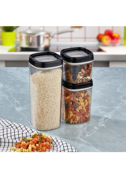 Bonny Erzak Saklama Kabı 3lü Set 1,8lt - 1lt - 600ML Siyah modelleri