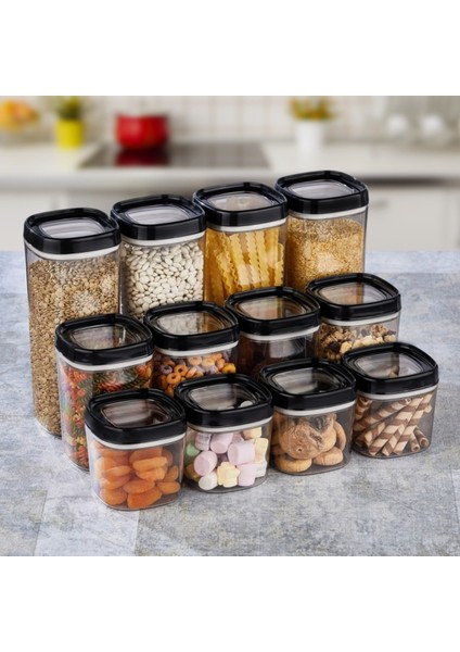 Bonny Erzak Saklama Kabı 3lü Set 1,8lt - 1lt - 600ML Siyah