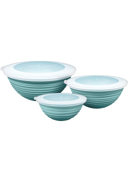 Galaksi Desenli Kapaklı Kase 3lü Set 3lt 2lt 1lt Turkuaz