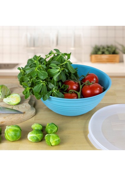 Galaksi Desenli Kapaklı Kase 3lü Set 3lt 2lt 1lt Turkuaz fırsatları