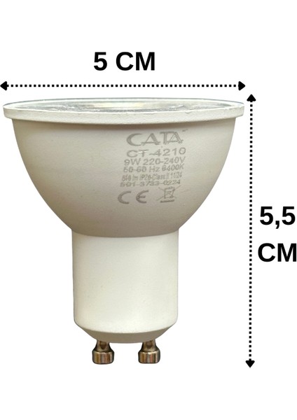 (2 adet) Cata 9W (50W) Beyaz Işık (6500K) Dim Edilebilir GU10 DUYLU LED Spot Ampul modelleri