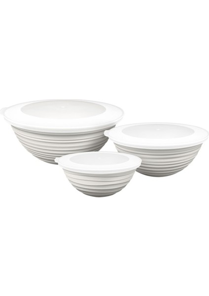 Galaksi Desenli Kapaklı Kase 3lü Set 3lt 2lt 1lt Beyaz