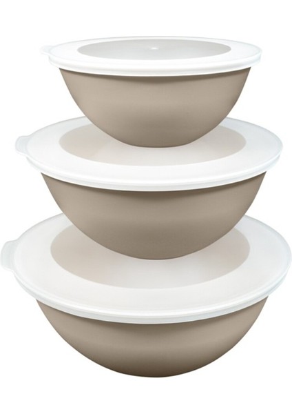 Lunar Kapaklı Kase 3lü Set 3lt 2lt 1lt Bej fiyatları