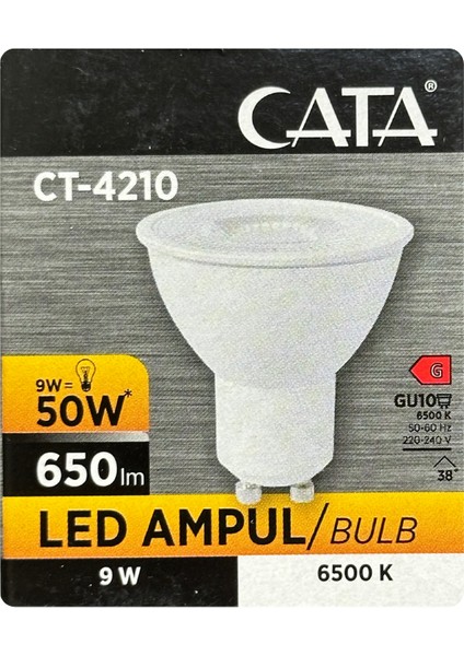 (1 adet) Cata 9W (50W) Beyaz Işık (6500K) Dim Edilebilir GU10 DUYLU LED Spot Ampul