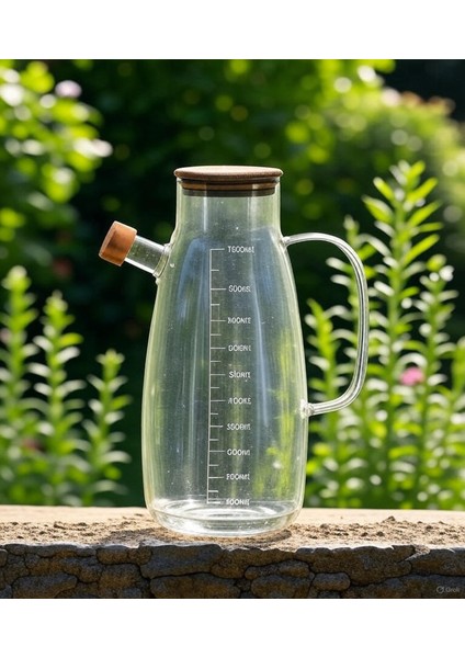 Cam Yağdanlık Sirkelik 1000 ml – Borosilikat Cam, Bambu Kapaklı, Sızdırmaz ve Şık Tasarım Sirkelik