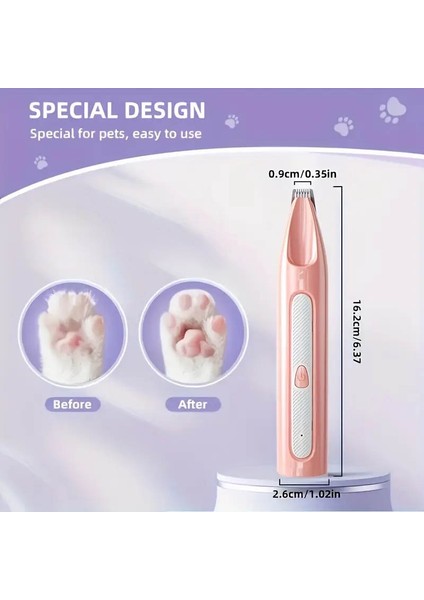 Kedi ve Köpek Için LED Işıklı ve Şarjedilebilir Elektrikli Tüy Kesme Makinesi