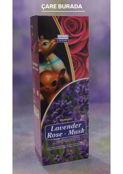 Darshan Incense - Lavender & Rose & Musk 20'li Çubuk Tütsü (Lavanta & Gül & Musk)