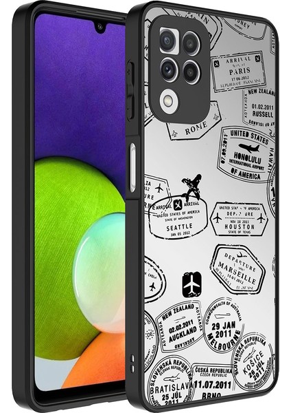 Galaxy A22 4g Kılıf Aynalı Desenli Kamera Korumalı Parlak Ecrz Mirror Kapak-Seyahat