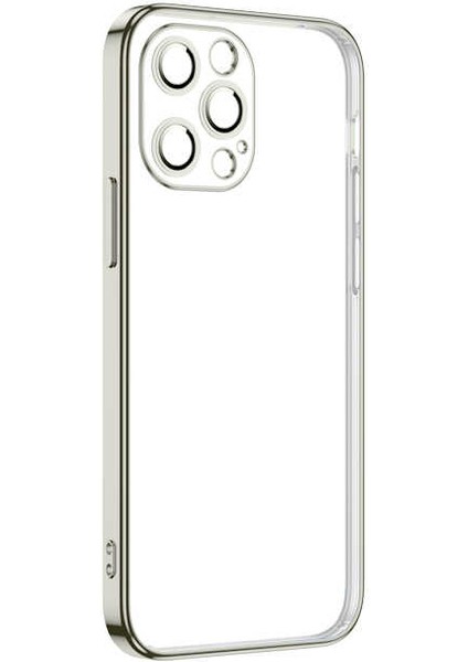 iPhone 12 Pro Kılıf Ecrz Krep Kapak-Gümüş