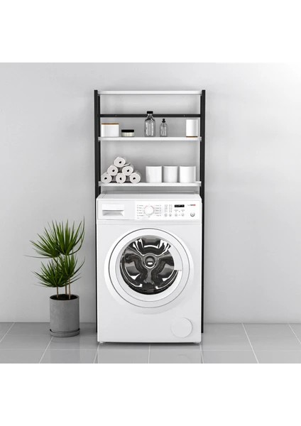 Banyo Dolabı Çamaşır Makinesi Dolabı Banyo Rafı Çamaşır Makina Üstü Dolap Banyo Düzenleyici Beyaz