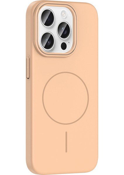 iPhone 15 Pro Max Kılıf Magsafe Şarj Özellikli Ecrz Ruby Silikon Kapak - Desert Titanyum fırsatları