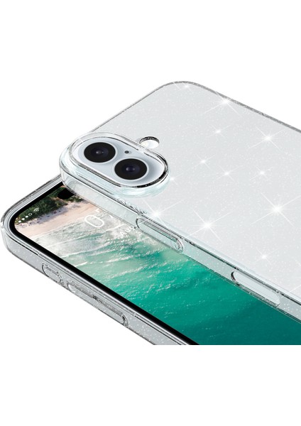 Apple iPhone 16 Kılıf Parlayan Simli Şeffaf Ecrz Redos Kapak-Şeffaf fiyatları