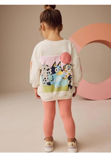 Kız Çocuk 3 Iplik Pamuklu Kumaş Bluey Baskılı Sweatshirt ve Tayt Alt Üst Takım fiyatları
