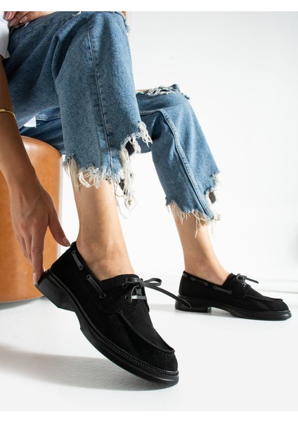 Camelia Kadın Günlük Loafer Siyah Süet
