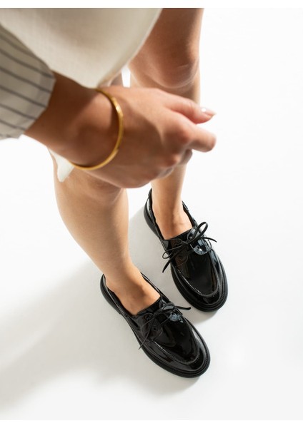 Camelia Kadın Günlük Loafer Siyah Rugan