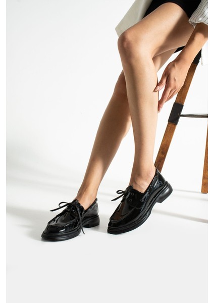 Camelia Kadın Günlük Loafer Siyah Rugan modelleri