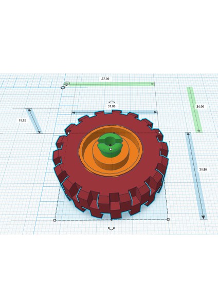 Mandallı Oyuncak Tekerlek (Plastik Aparattır!!!) 3D