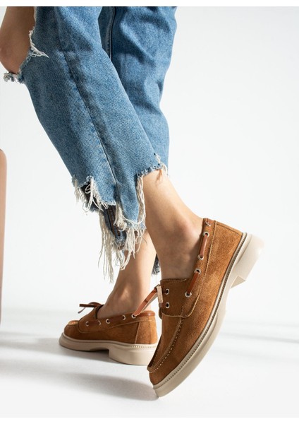 Camelia Kadın Günlük Loafer Taba Süet modelleri