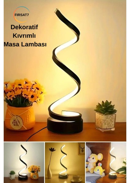 Dekoratif Kıvrımlı Masa Lambası 3 Kademeli Çocuk Odası Ev Ofis Masa Lambası Hediyelik