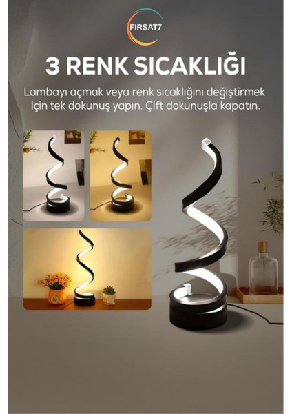 Dekoratif Kıvrımlı Masa Lambası 3 Kademeli Çocuk Odası Ev Ofis Masa Lambası Hediyelik modelleri