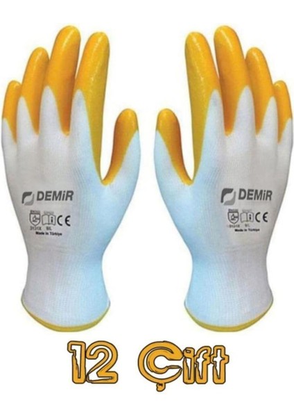 Safety Sarı Nitril Inşaat Tarım Montaj Iş Eldiveni 12 Çift No:10