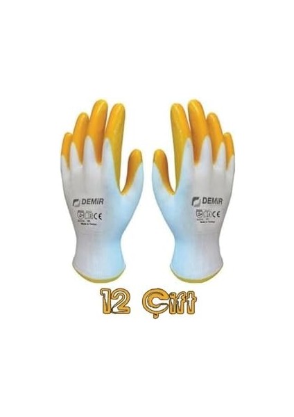 Safety Sarı Nitril Inşaat Tarım Montaj Iş Eldiveni 12 Çift No:10 fiyatları