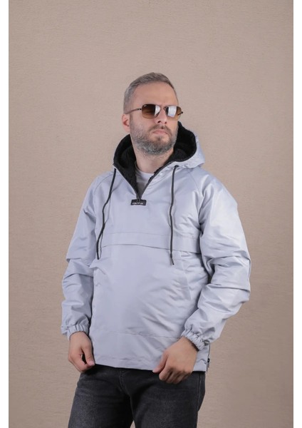 Kanguru Cepli Kürklü Erkek Yağmurluk Mont