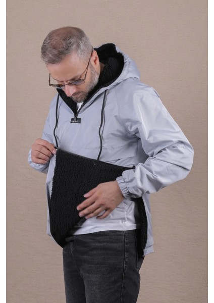 Kanguru Cepli Kürklü Erkek Yağmurluk Mont modelleri