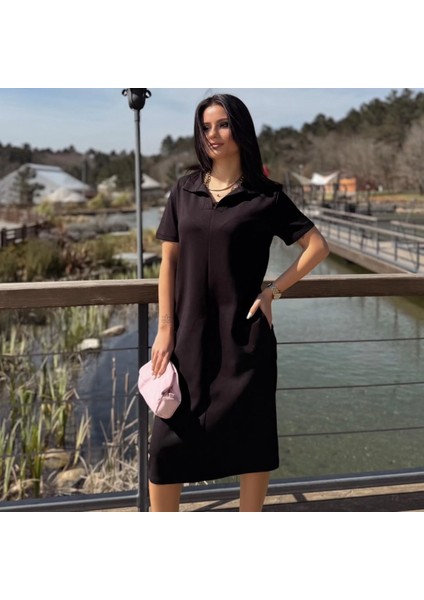 Polo Yaka Midi Boy Elbise