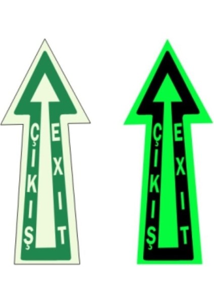 Fosforlu Yer Etıketı Çıkış Exıt Yön Levhası F-42
