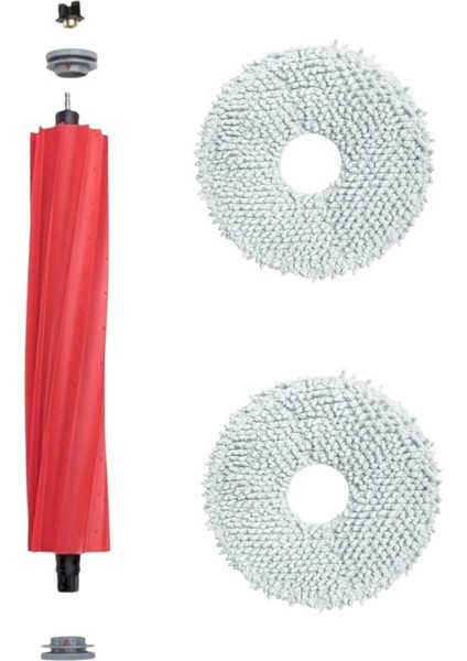 Roborock Qrevo Robot Süpürge Uyumlu 1 Adet Ana Fırça - 2 Adet Mop Bezi Yedek Parça Seti