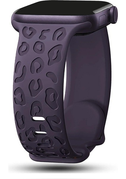 Apple Watch 10 42MM – 6 7 8 9 10 Se Uyumlu 38-40-41MM Leopar Desenli 2'li Silikon Kordon Seti