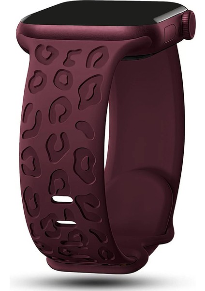 Apple Watch 10 42MM – 6 7 8 9 10 Se Uyumlu 38-40-41MM Leopar Desenli 2'li Silikon Kordon Seti