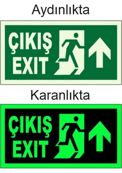Fotolümen ( Fosforlu ) Çıkış Exit Yukarı Yön Levhası