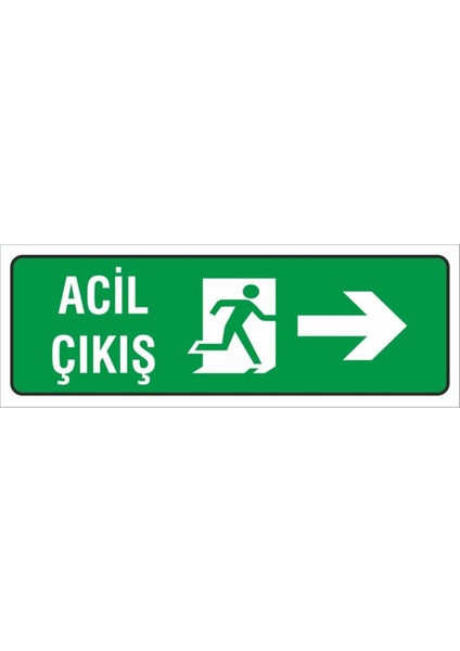 Iş Güvenliği Uyarı Levhası ( Acil Çıkış Sağ ) 12X34 Cm. (FD-1234-001)