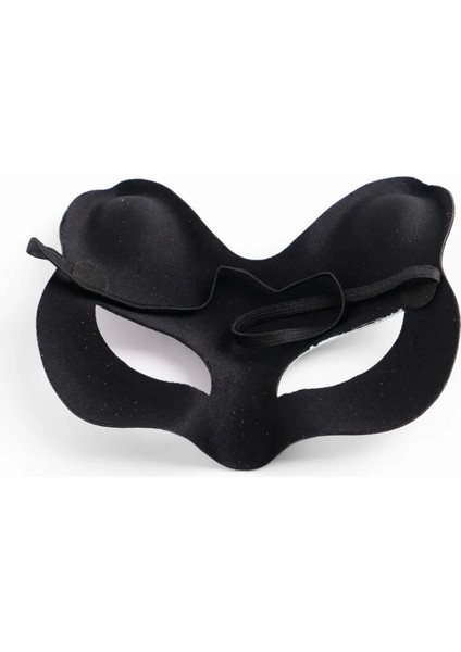 Siyah Renk Süet Kaplama Üzeri Gümüş Yeşil Simli Kedi Maskesi 17X14 cm modelleri