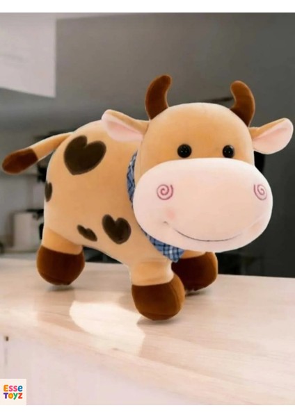 Kalpli Sevimli Inek 30 cm Peluş Uyku Arkadaşı ve Oyuncak Hediyelik