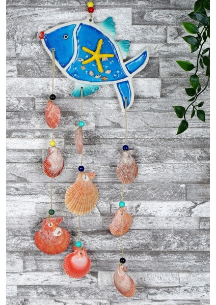 Deniz Kabuklu Polyester Balık Duvar Süsü