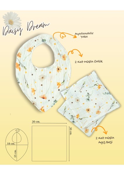 Daisy Dream Yenidoğan Müslin Hediye Kutusu Emzirme Örtüsü Önlük Müslin Battaniye