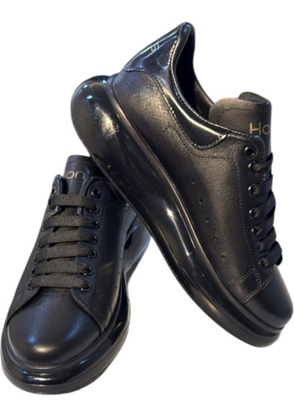 Air Taban Siyah Erkek Ayakkabı Klasik Bağcıklı Spor Ayakkabı Sneakers Premium