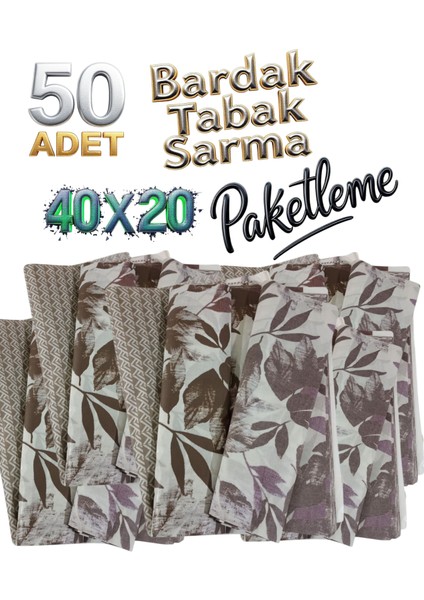 50 Adet 40 x 20 Bardak Tabak Sarma Ambalaj Kağıdı