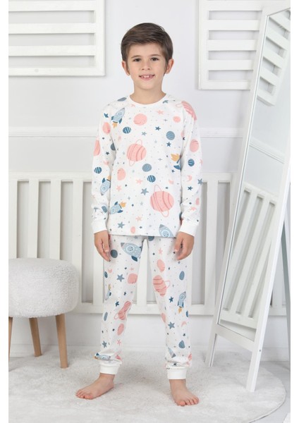 Unisex Çocuk Pijama Takımı %100 Pamuk Uzun Kollu Penye 3-8 Yaş