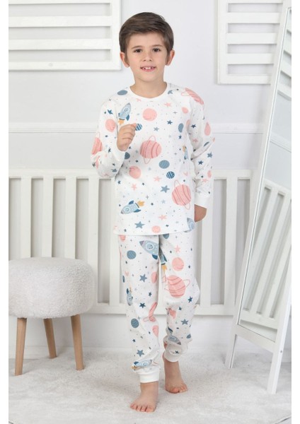 Unisex Çocuk Pijama Takımı %100 Pamuk Uzun Kollu Penye 3-8 Yaş fiyatları