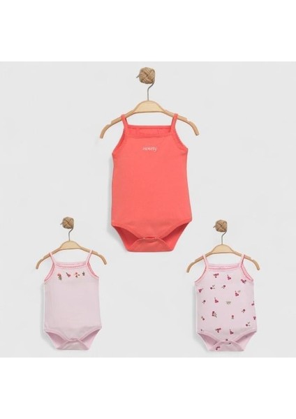 3 Adet Kız Bebek Body, Kız Bebek Çıtçıtlı Badi, Yenidoğan Bebek Body Askılı