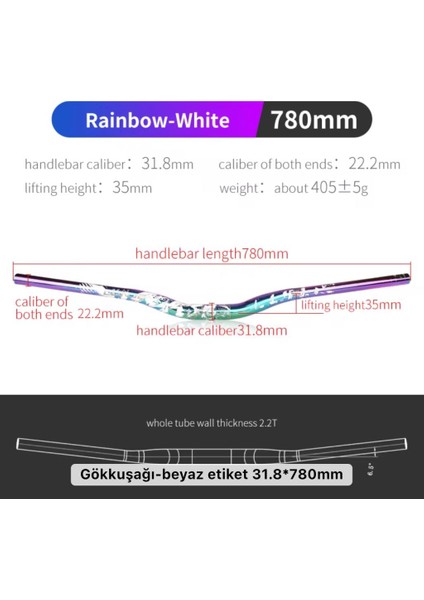 All Ride Açılı 9mm Gidon Rainbow 31.8mm Sarı fiyatları